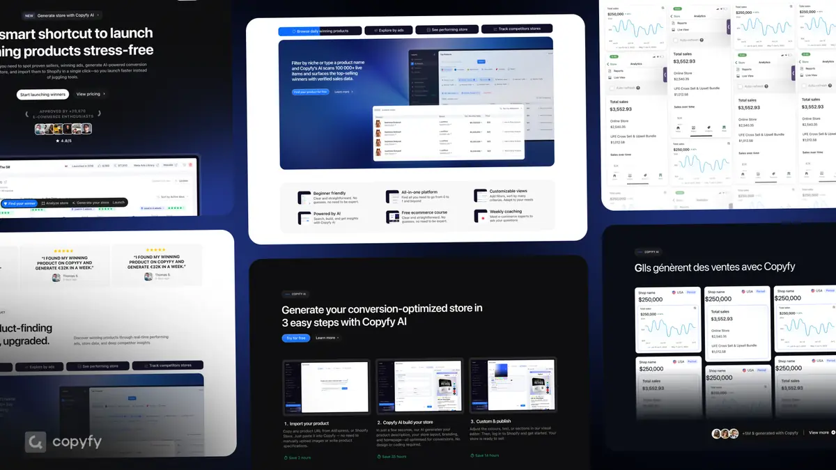 Copyfy — SaaS website, product UI and launch assets designed by Design Elite